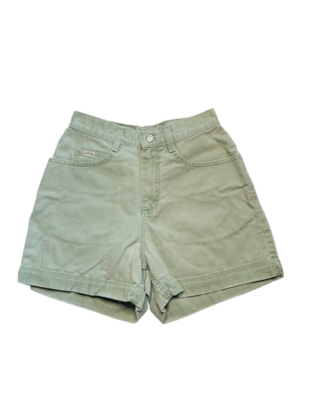 Vintage RIDERS Cotton Denim Shorts High Waist Light Green Size 6M